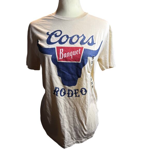 Coors Banquet Rodeo Tee, Western Beer, Cream, Unisex Size Small, NWT - Picture 1 of 5